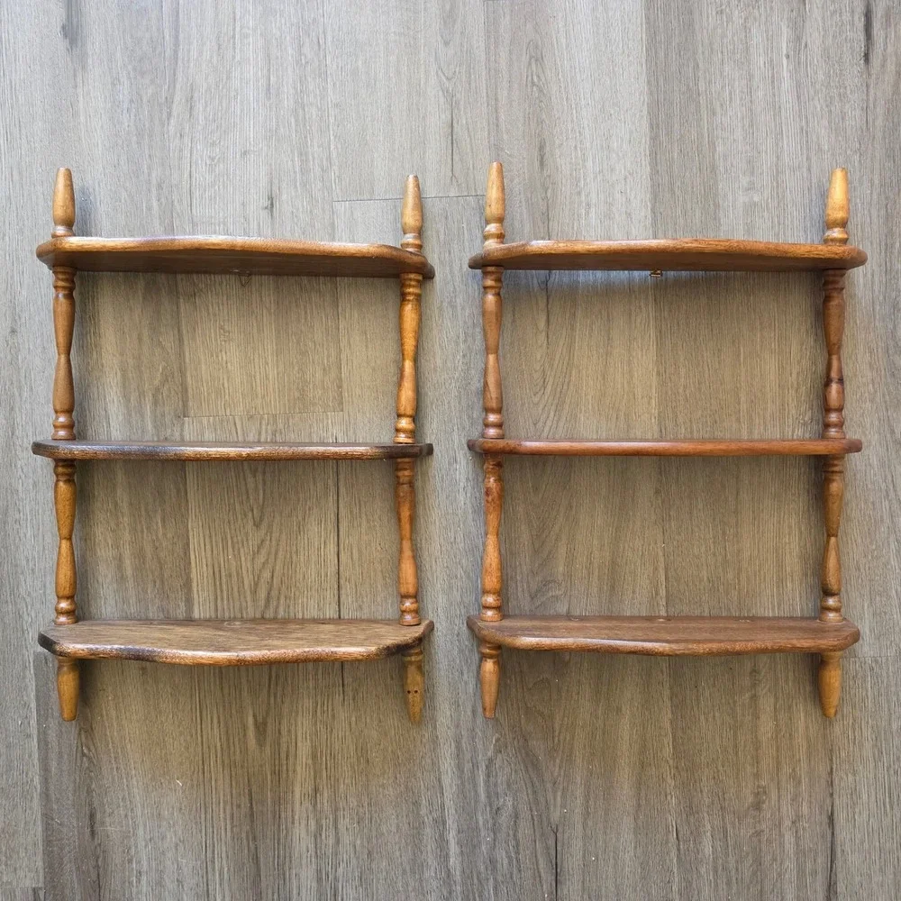 VTG Multi Configuration Spindle Wood Wall Shelves Knick Knack Display Cottage